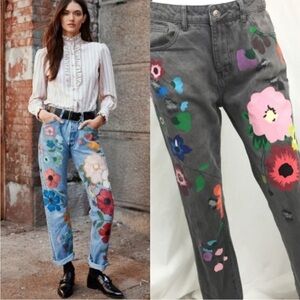 MISSLOOK Women's Boyfriend Jeans with Floral Design